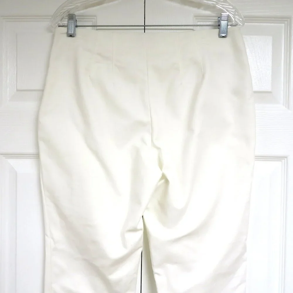 Vince Camuto Stretch Cotton Ankle Pants Bright White Solid Size 8 - Picture 3 of 5